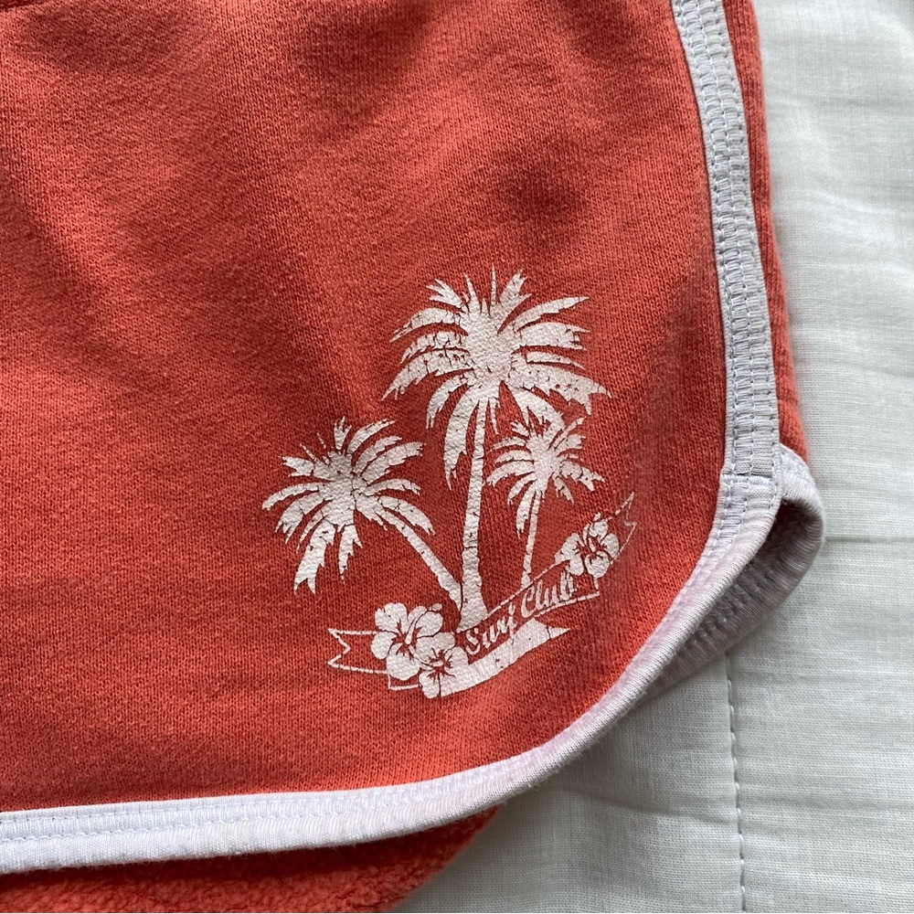 Coral Drawstring Beach Shorts with Palm Print - Picture 4 of 6